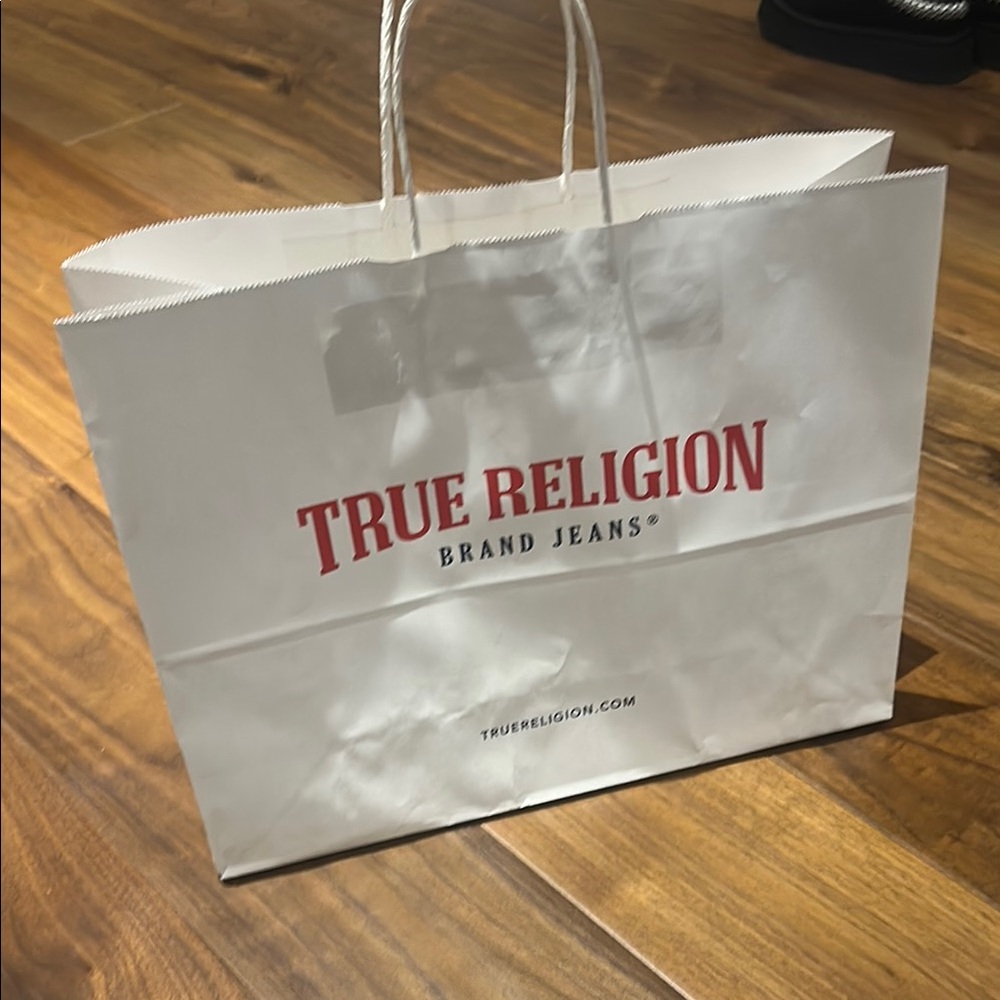 True Religion White Bag with Red Logo